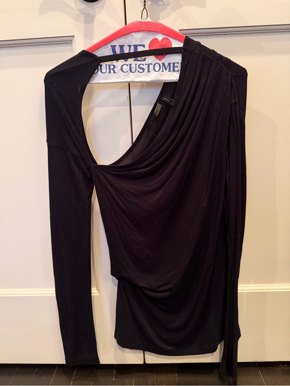 Black Asymmetric Draped One-Shoulder Dress- Helmut Lang